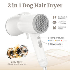 LIVEKEY 2-in-1 pet hair dryer brush enables deshedding and drying in one pass.