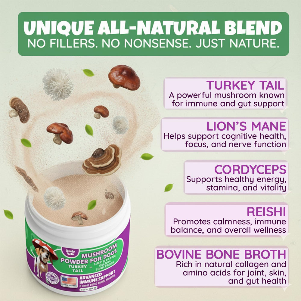 Lively Tails bone broth powder adds collagen for joints and coat health.
