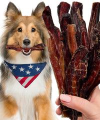 Lively Tails bully sticks 6-inch for small dogs highlighting USA-made quality and chew satisfaction.