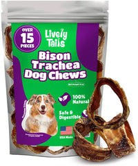 Lively Tails Trachea Dog Chews pack shot, grain-free and low-fat option.