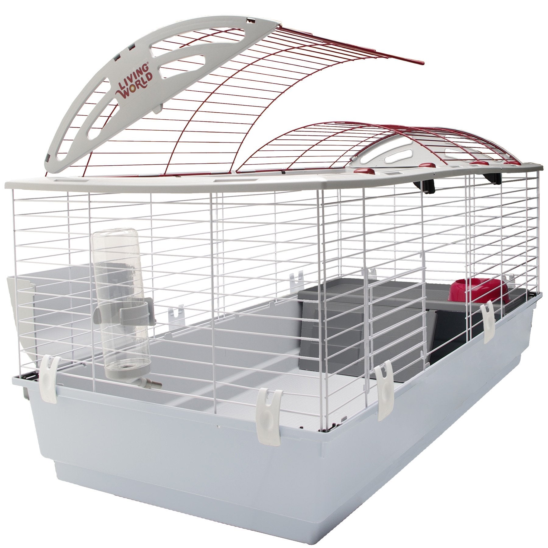 Living World Deluxe Habitat arcing red top promotes airflow and style.