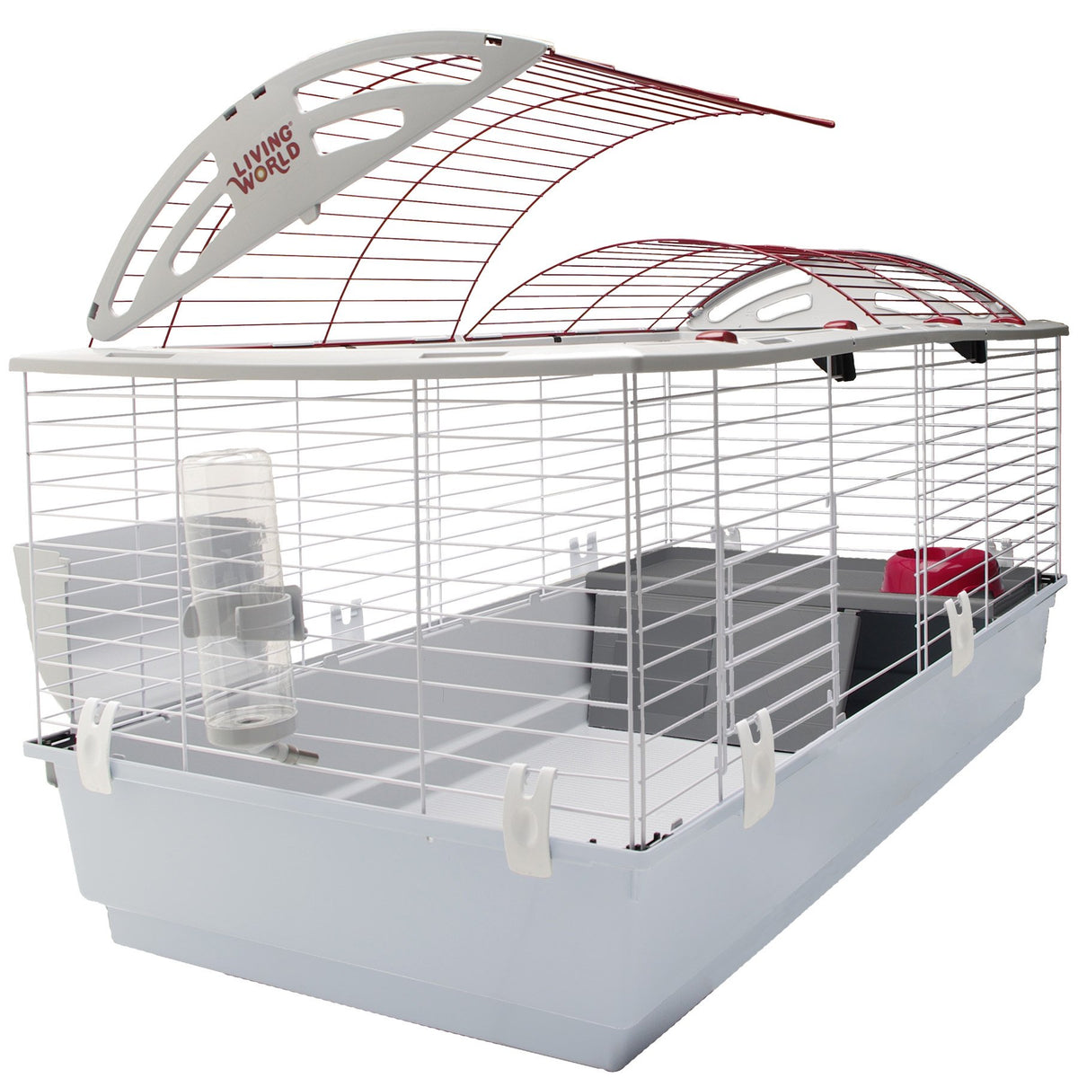 Living World Deluxe Habitat arcing red top promotes airflow and style.