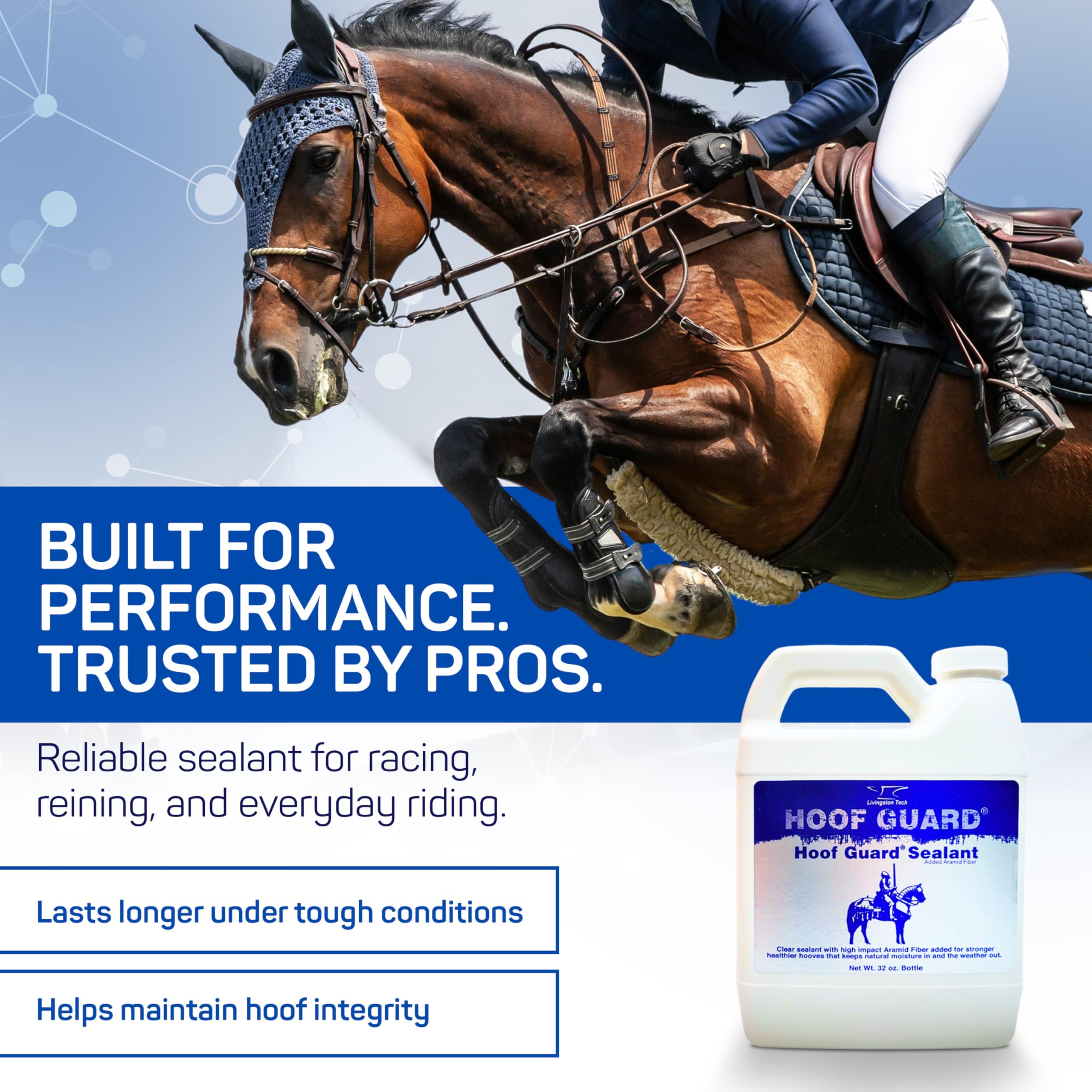 LivingstonTech Hoof Guard Sealant application scene with protective barrier formation.