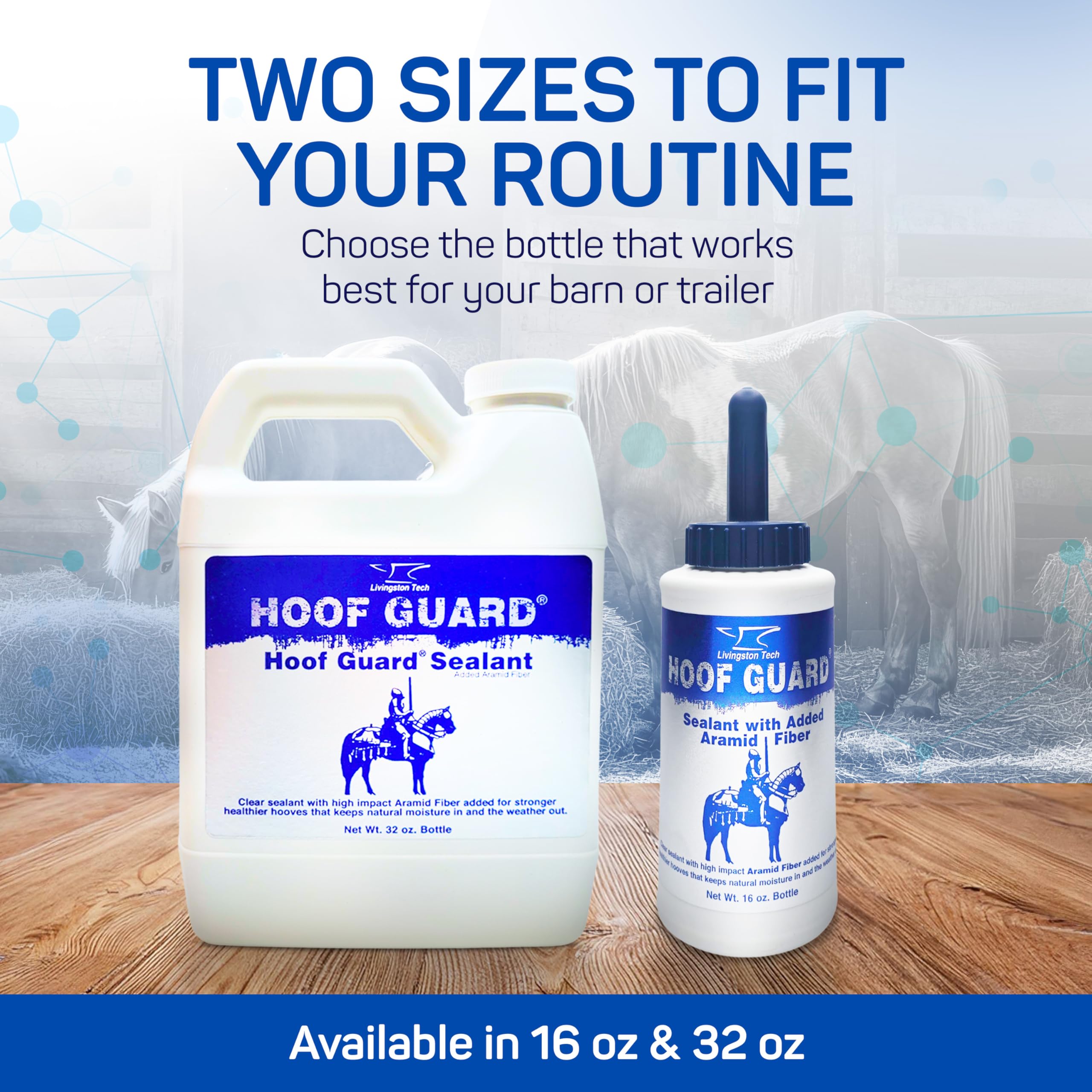 Hoof care routine with Livingston Tech Hoof Guard Sealant application.