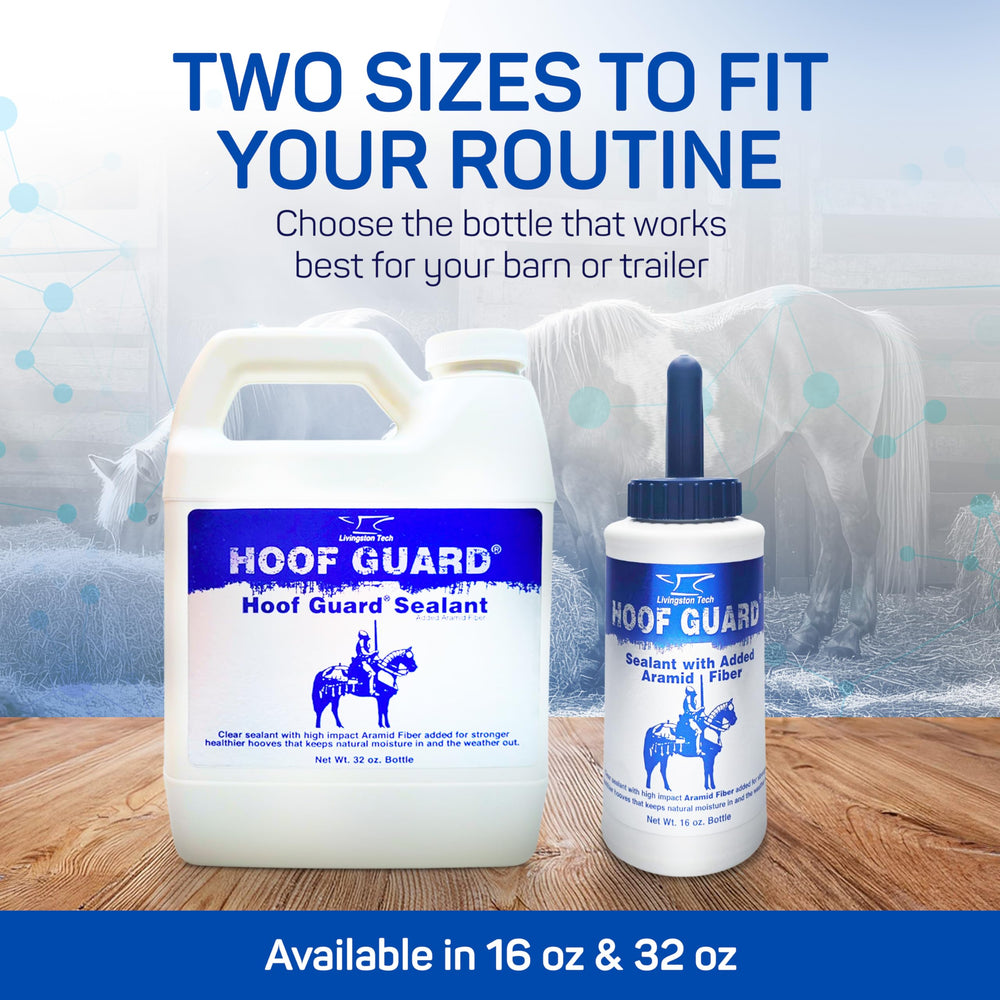 Hoof care routine with Livingston Tech Hoof Guard Sealant application.