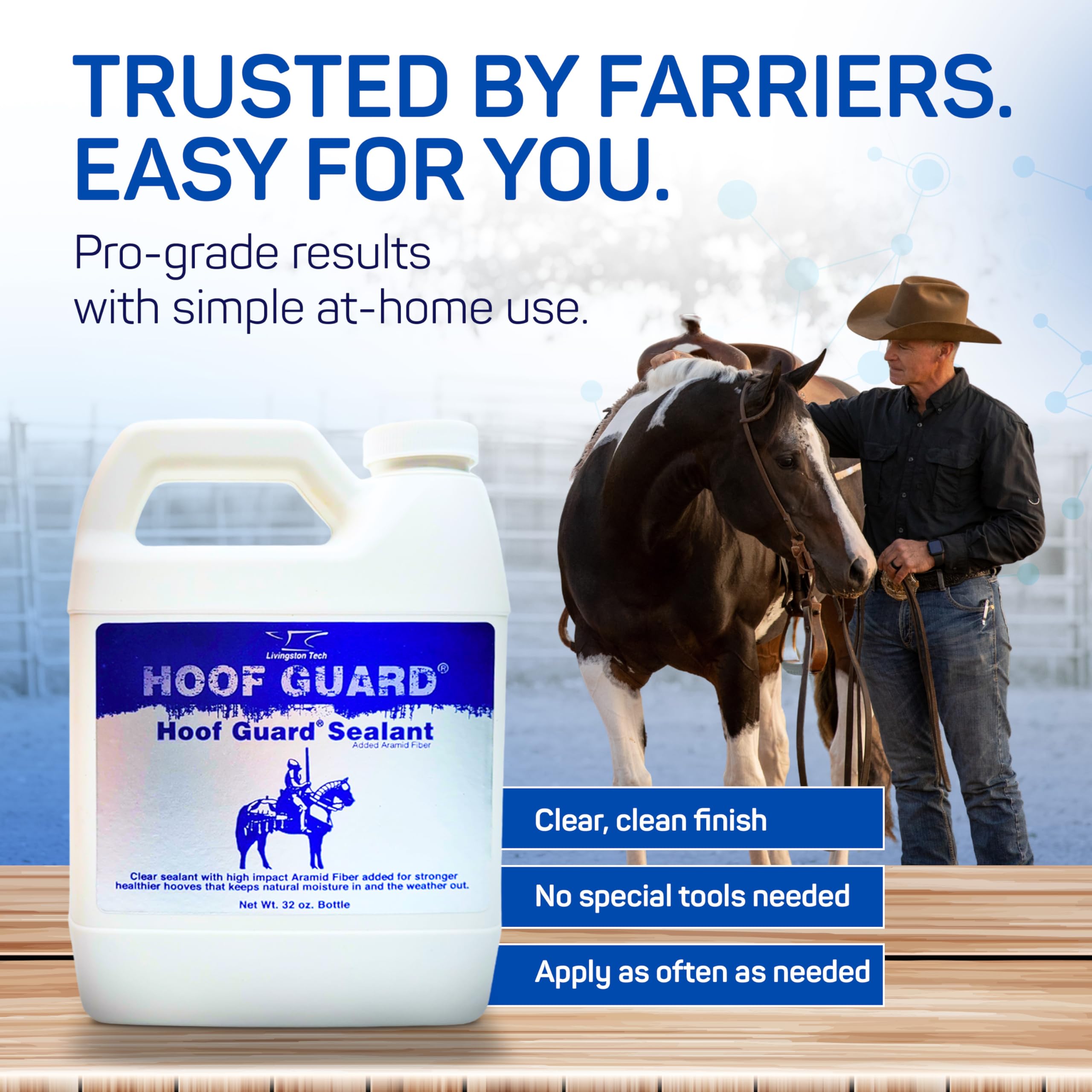 LivingstonTech Hoof Guard Sealant in use on a clean, dry hoof.
