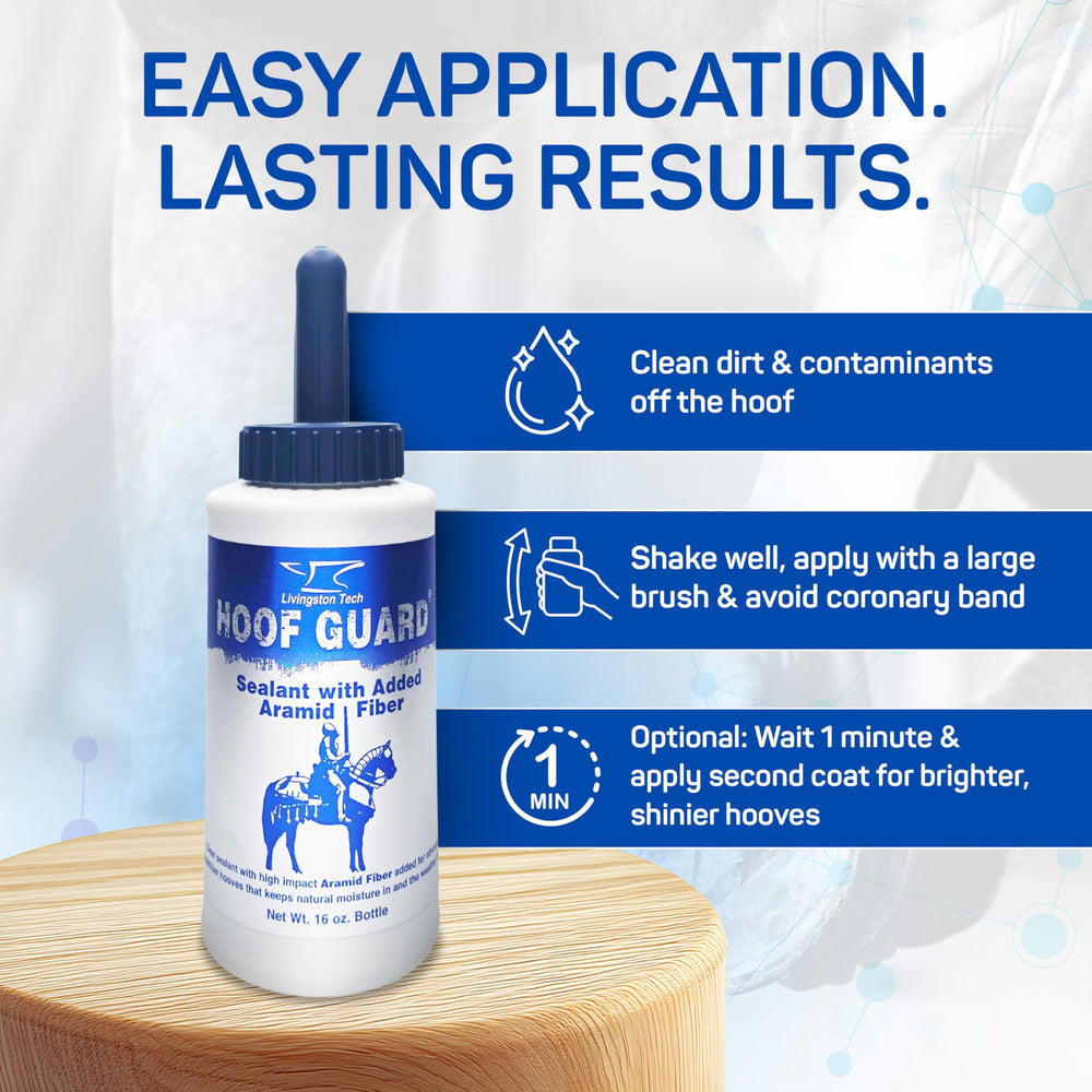 Sealant forms a breathable moisture barrier on a dry hoof.