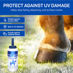 Sealant filling cracks and holes on a horse hoof.