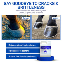 LivingstonTech Hoof Guard Sealant seals cracks and holes for a smoother hoof surface.