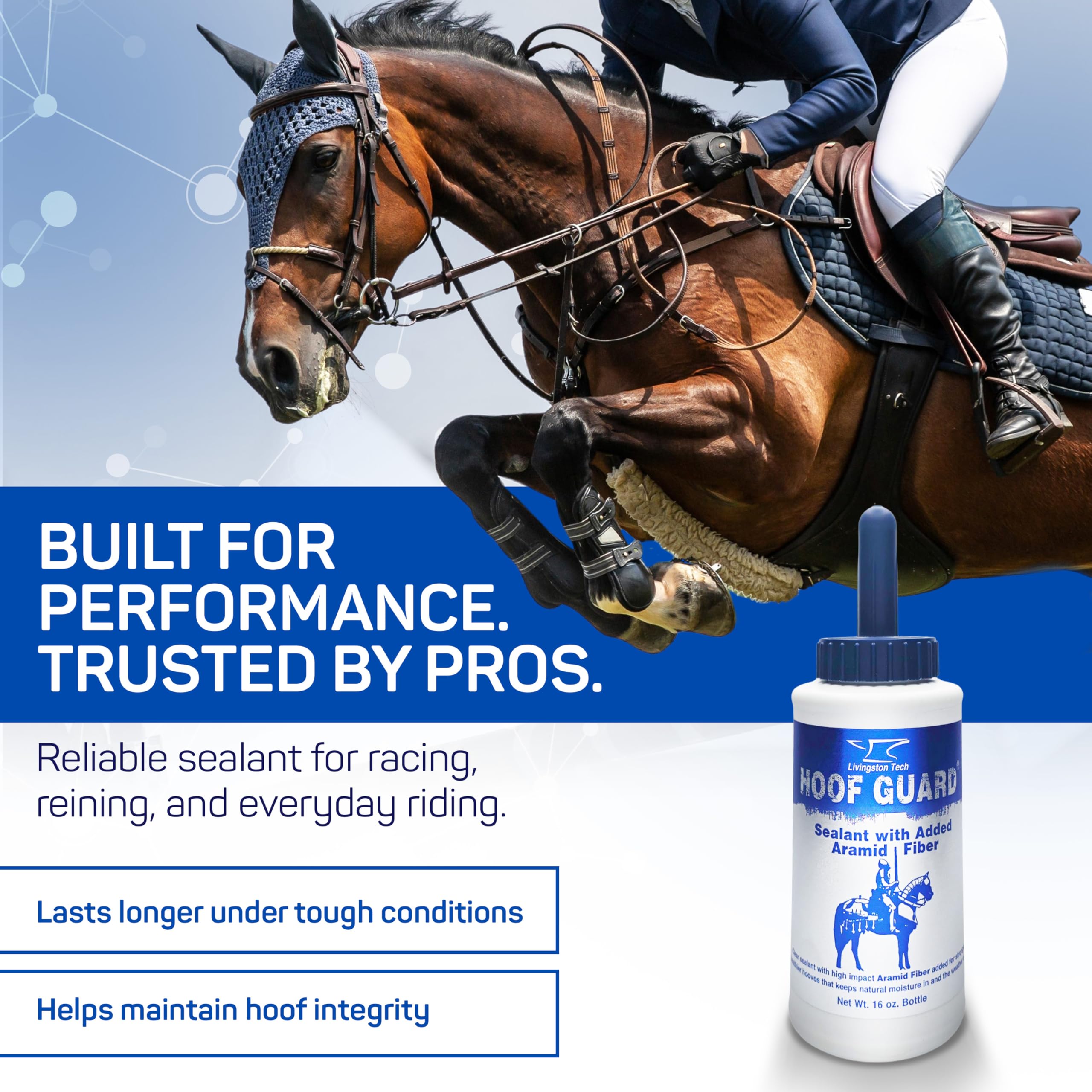 Sealant UV shield protects hoof surface from sun exposure.