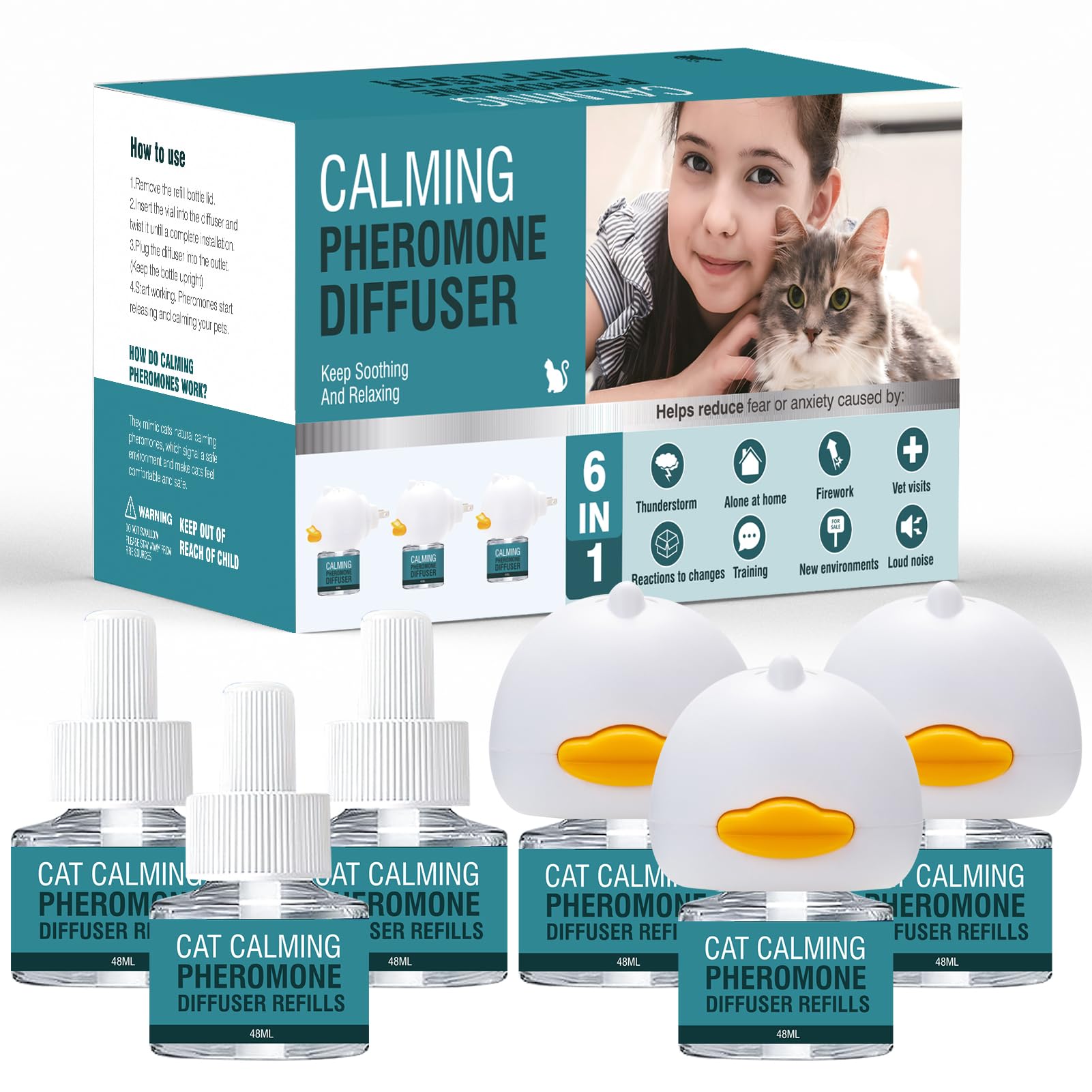 LIWENQI cat calming diffuser 6-in-1 kit for a calmer home.