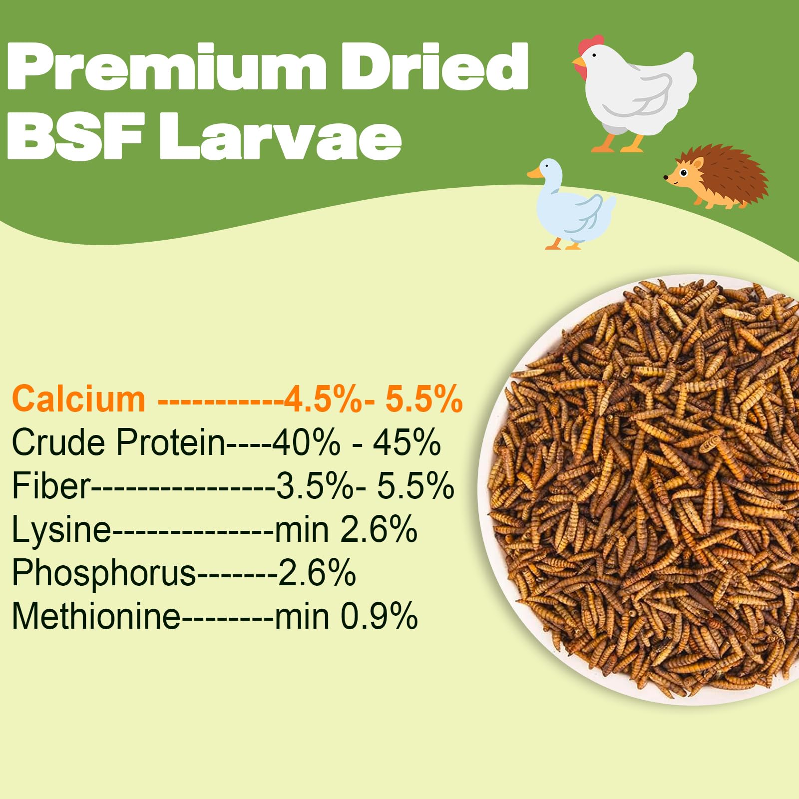 LIWII protein-rich BSF larvae; convenient bulk feed for poultry and pets