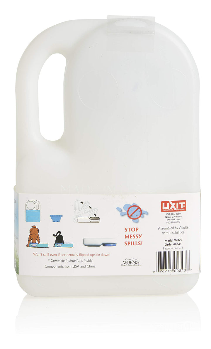 Lixit Water Boy spill-proof design reduces mess during car trips and outdoor adventures.