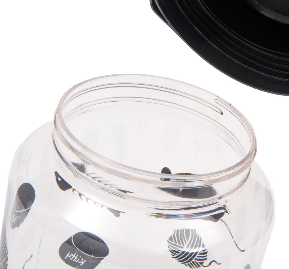 Lixit wide-mouth gray lid jar for easy refilling and grabbing treats.