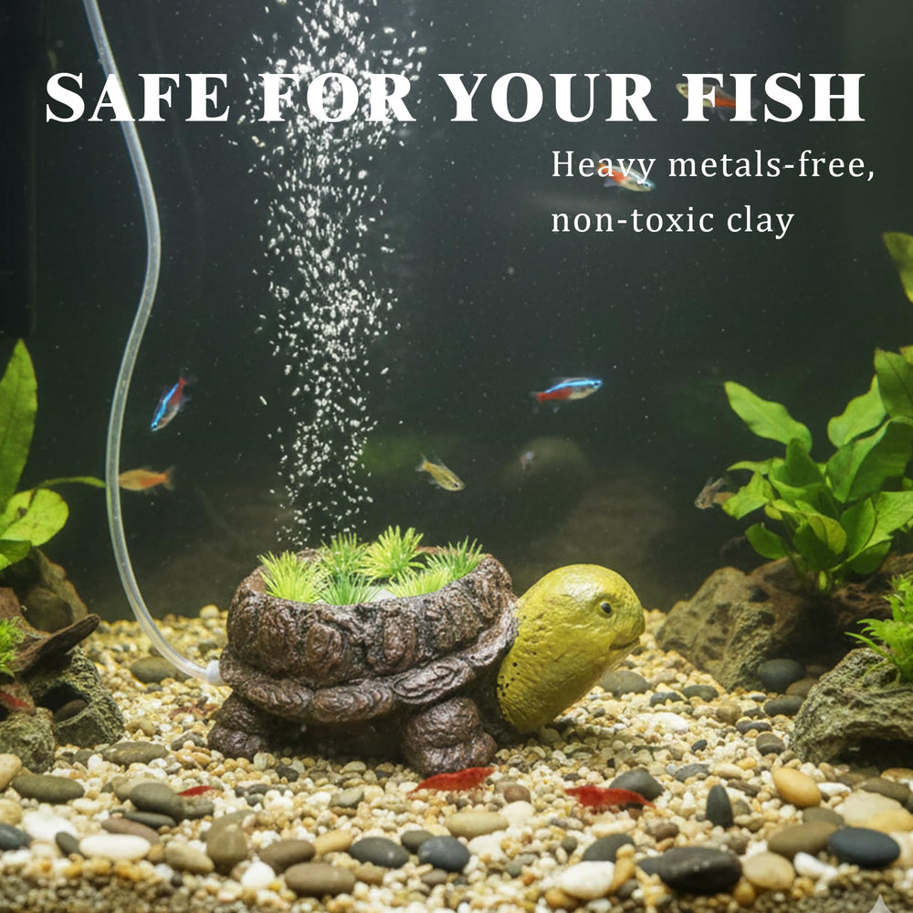 LIYAOLI turtle tank decor with oxygenation function enhances a natural underwater scene.