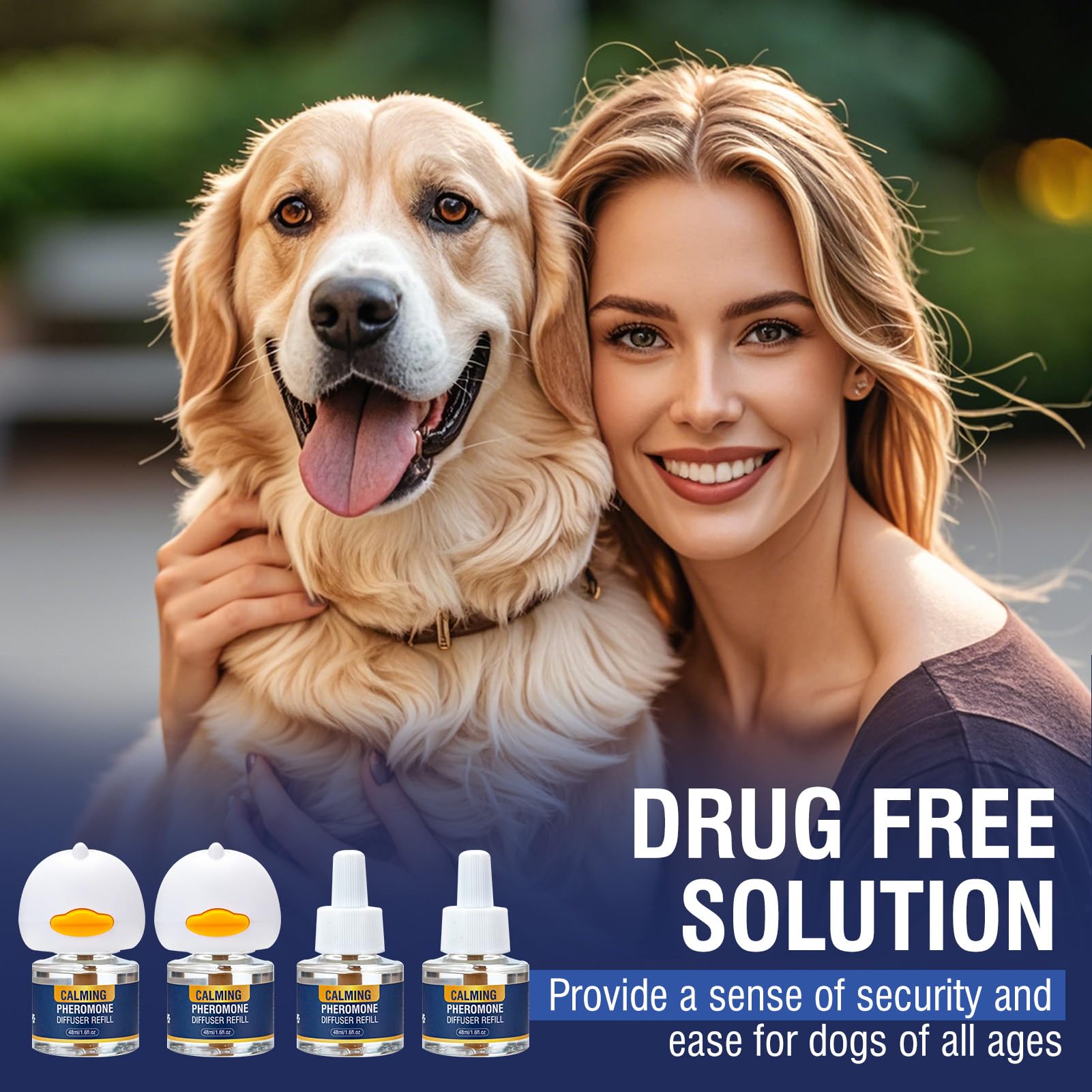 LKBHGF dog relaxed after pheromone diffuser use for calmer behavior.