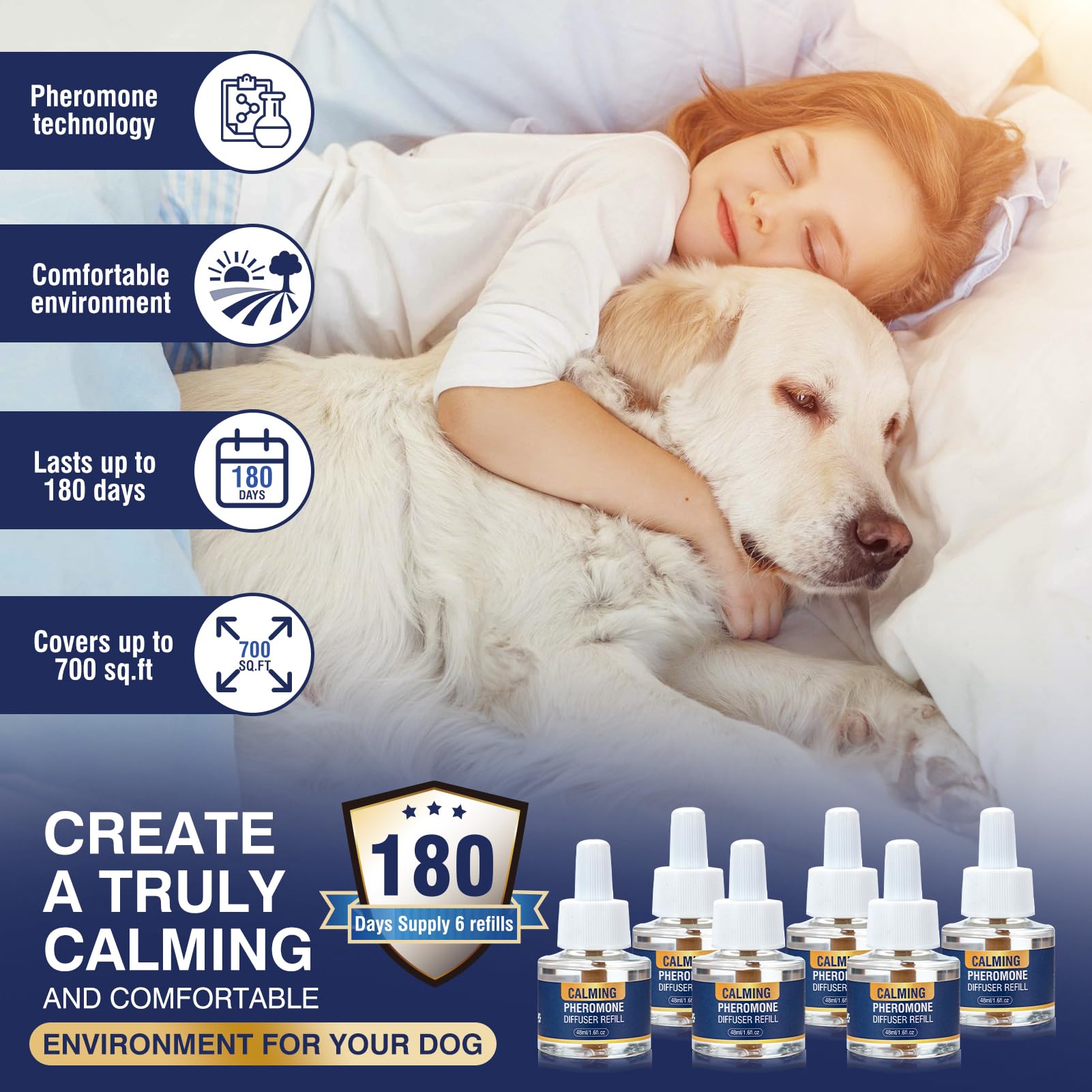 LKBHGF pheromone calming refill close-up bottle highlights 48ml for easing anxiety.