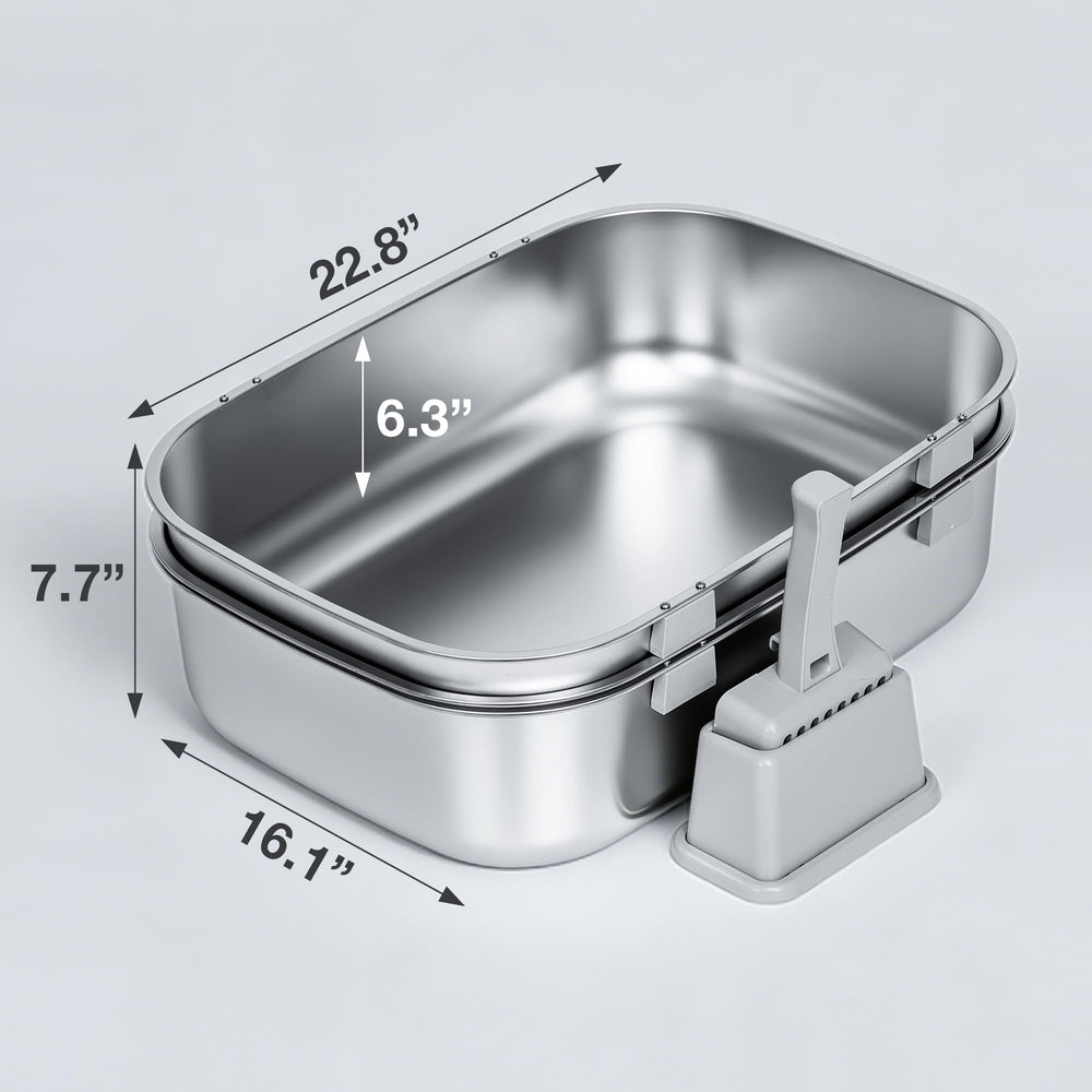 LLNHAEB triple-pan litter box smooth polished edges for safe handling