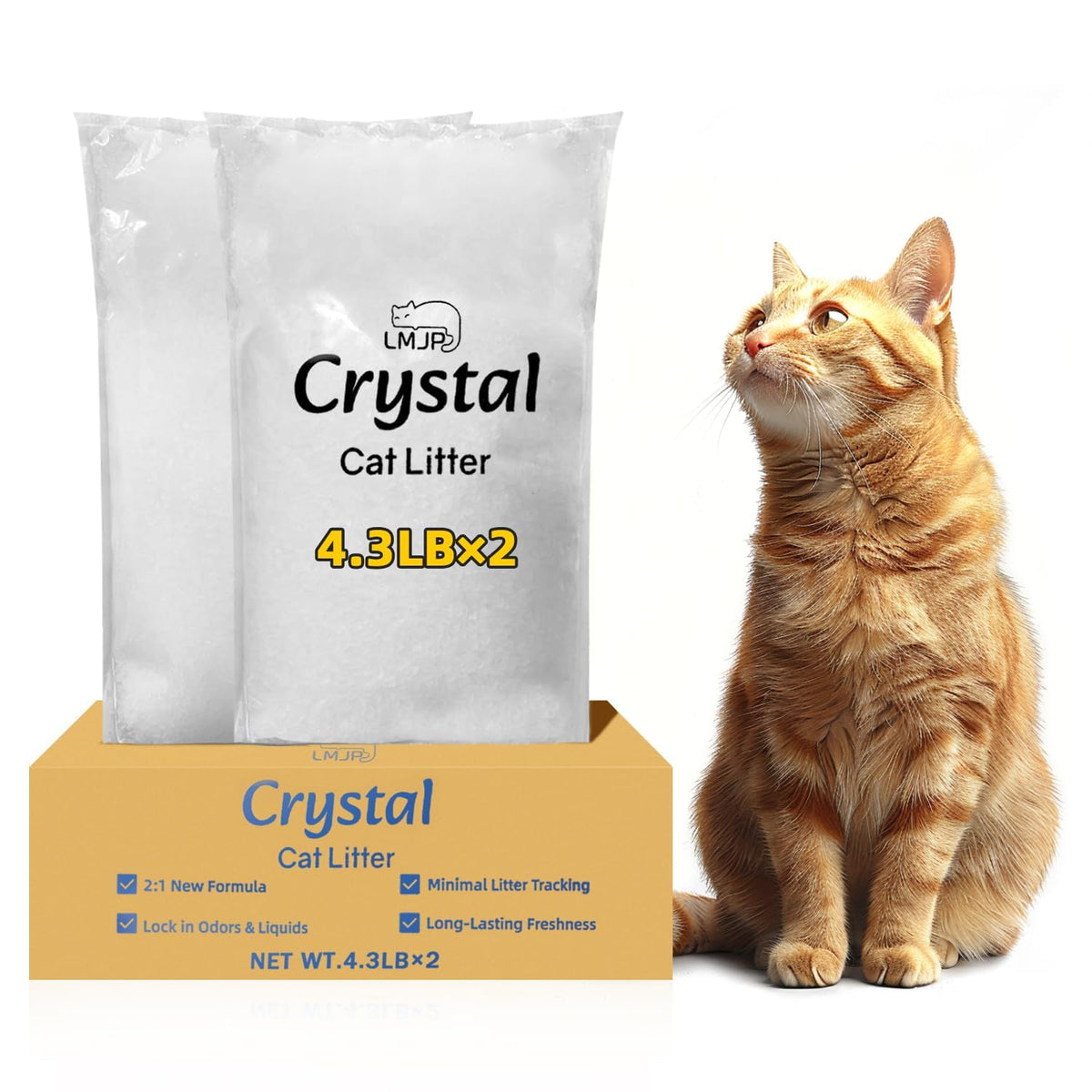 LMJP Crystal Cat Litter demonstrates rapid moisture absorption for a dry litter surface.