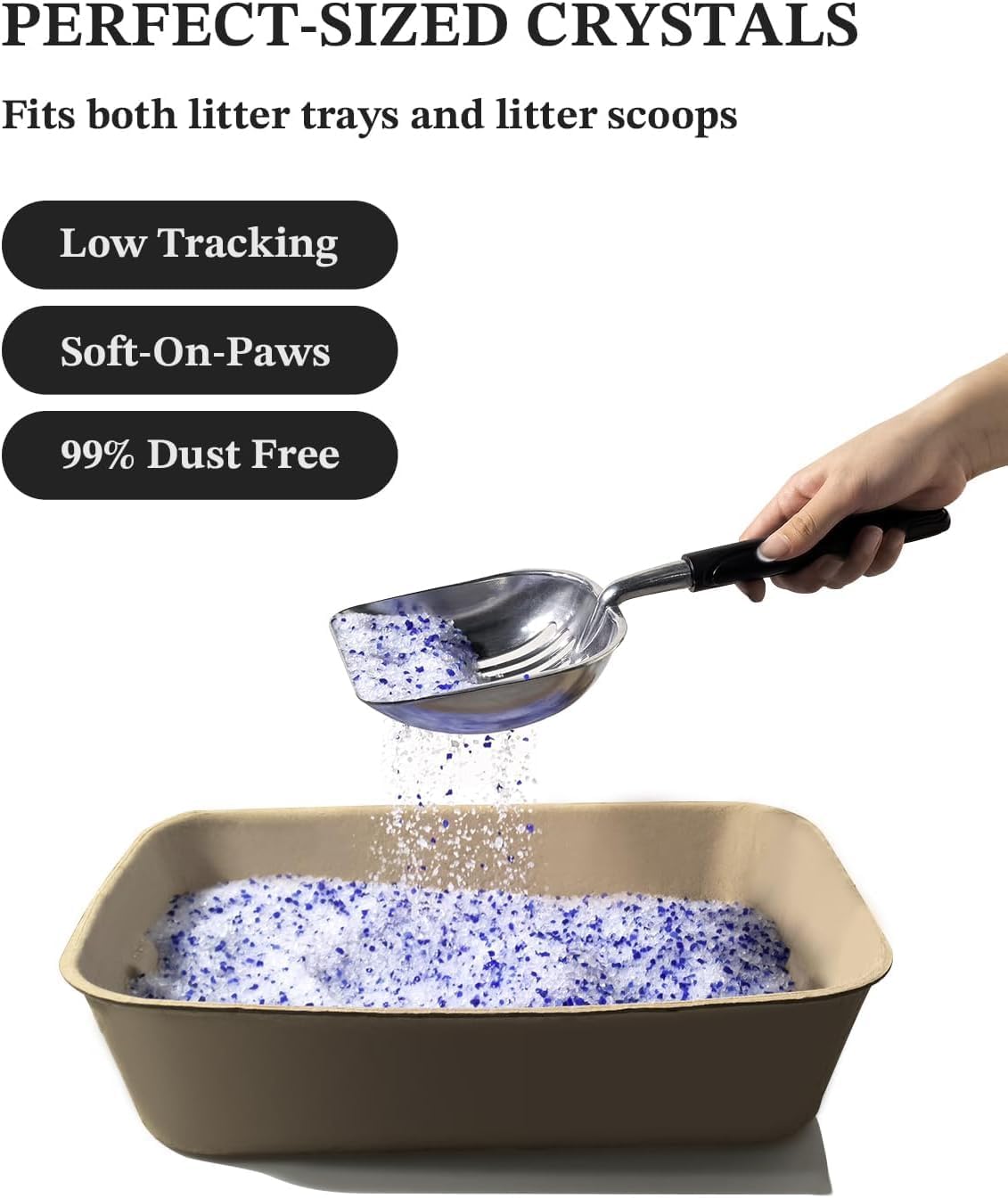 Unscented design is gentle for sensitive noses with LMJP Crystal Cat Litter.