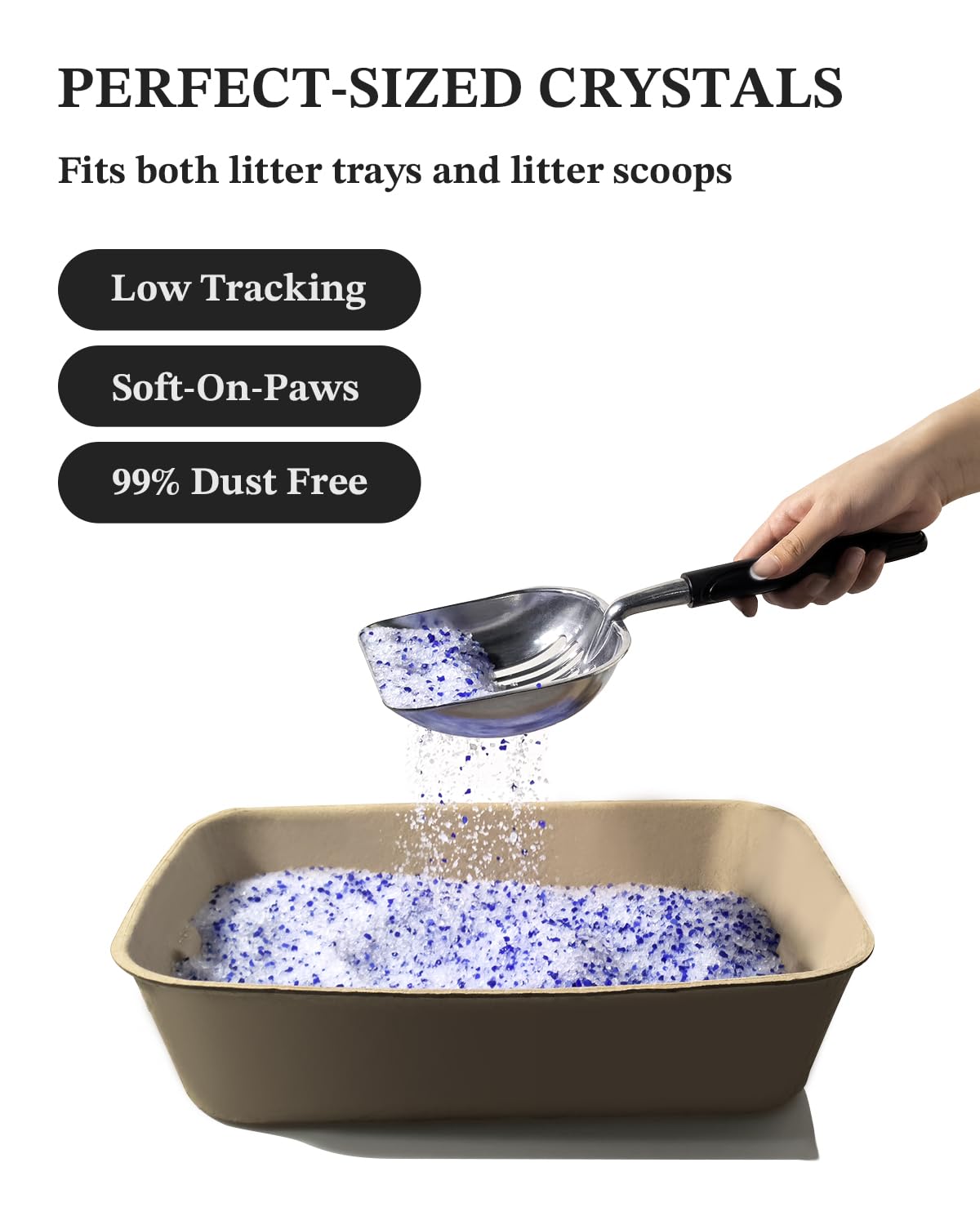 LMJP Crystal Cat Litter is unscented and dust-free for sensitive noses.