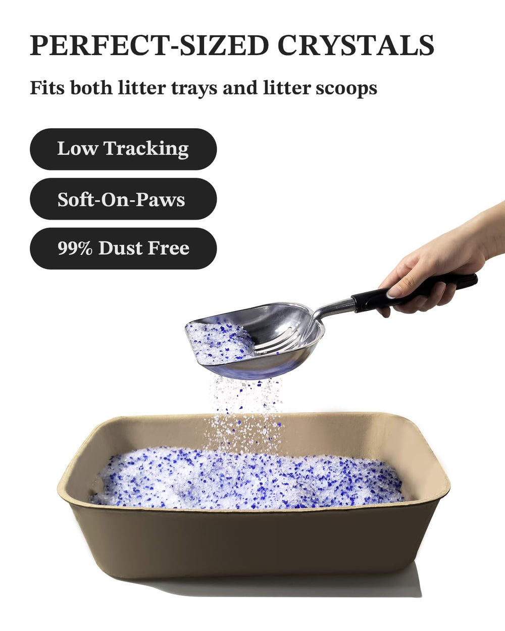 LMJP Crystal Cat Litter is unscented and dust-free for sensitive noses.