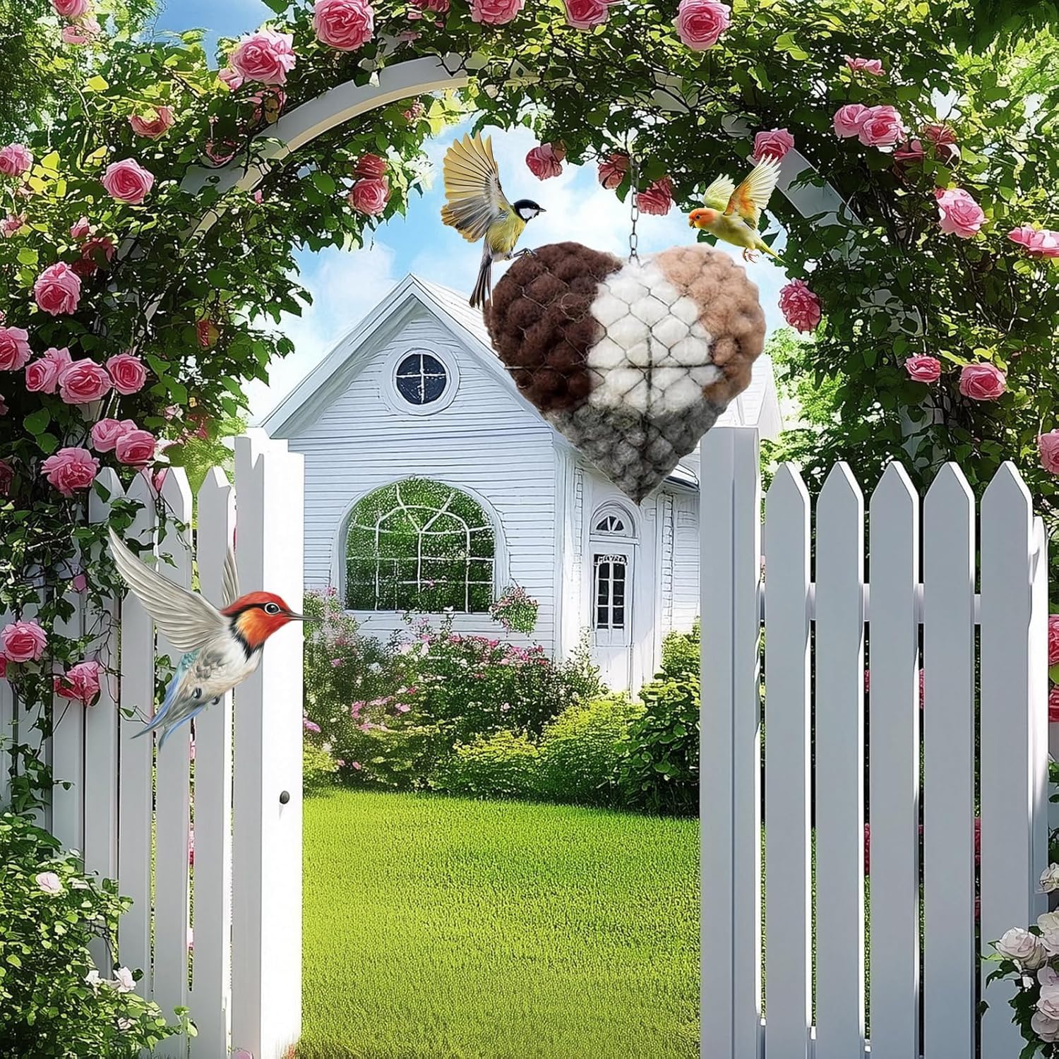 Lmptao durable handcrafted nest resists seasons with sturdy metal and mesh