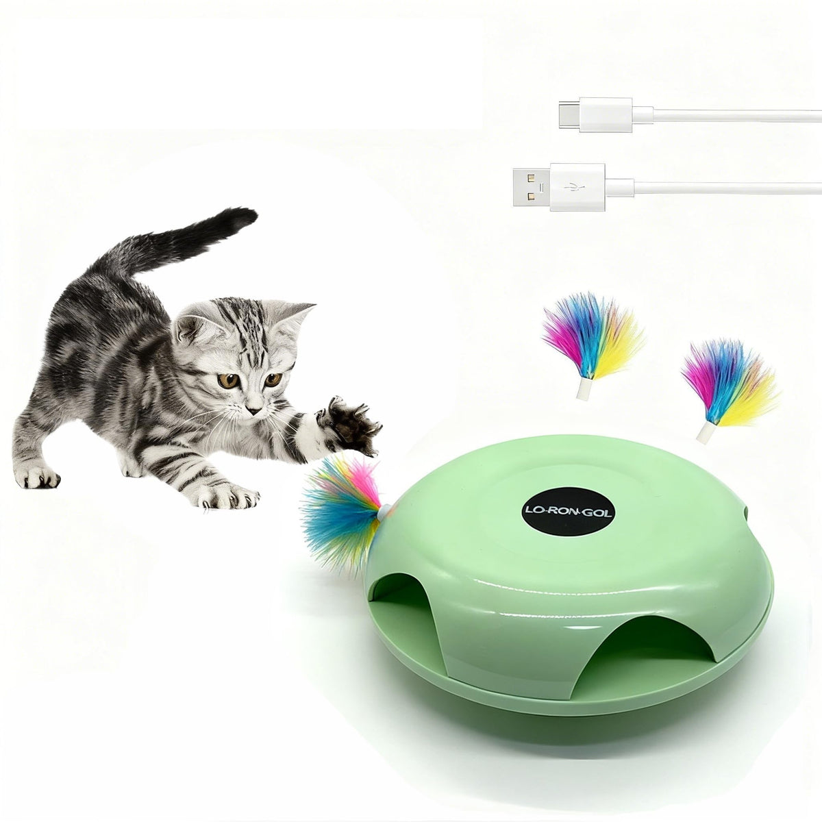 LO-RON-GOL Interactive Whack-a-Mole cat toy activates curiosity with the mushroom design.