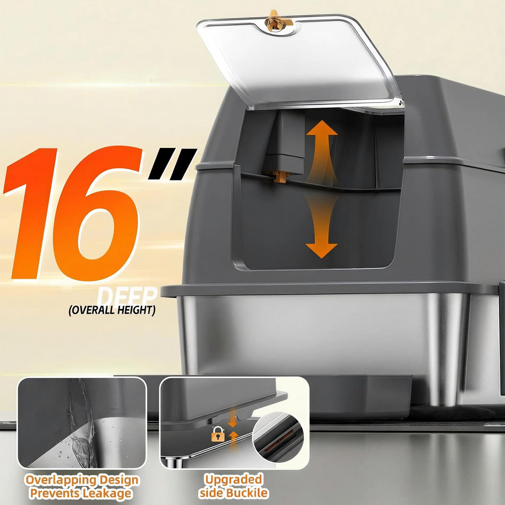 Lobeve enclosed design minimizes spills and keeps litter contained.