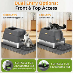 Lobeve stainless steel litter box with scoop and mat, all-in-one kit.