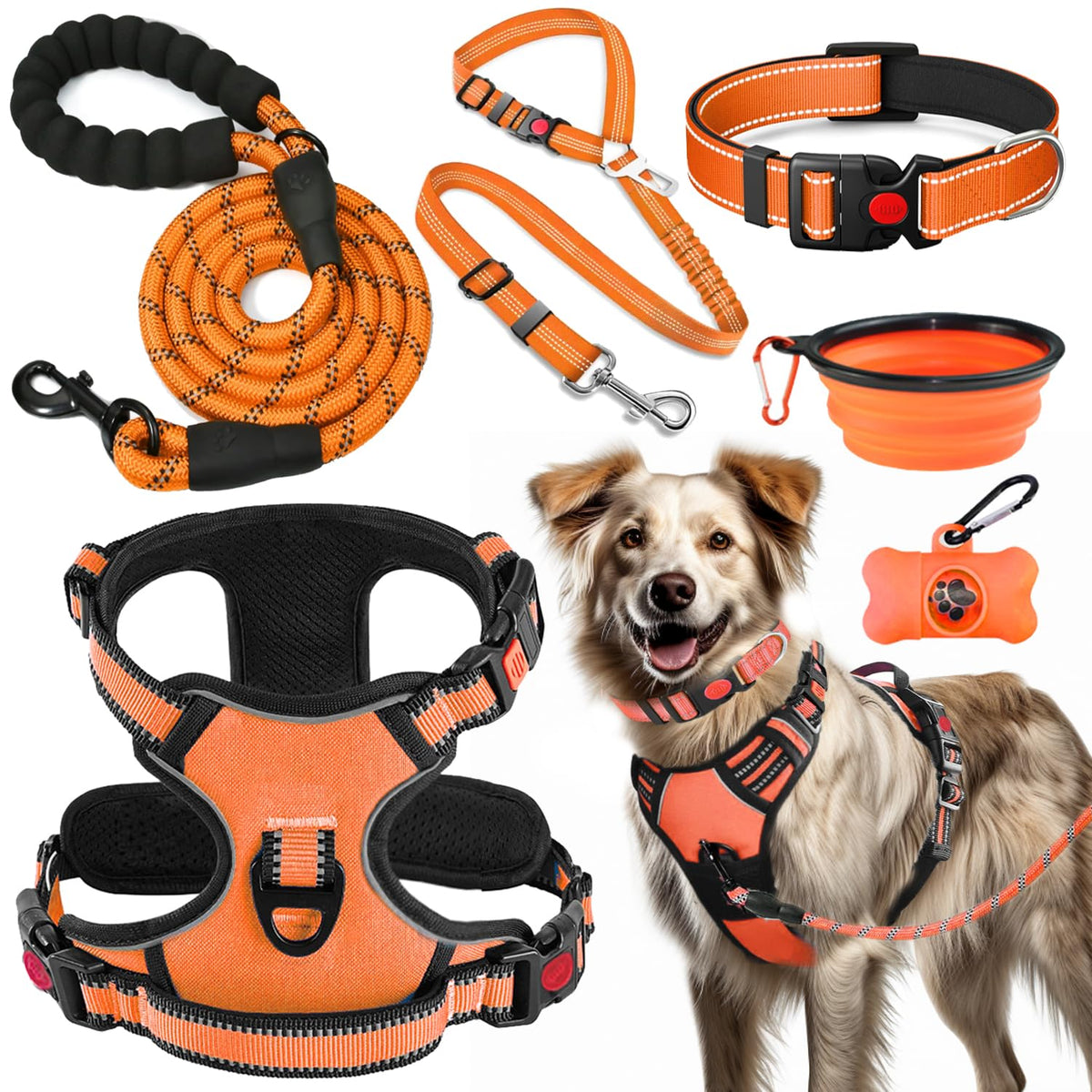 Lobeve No-Pull Harness in orange for comfortable, controllable walks