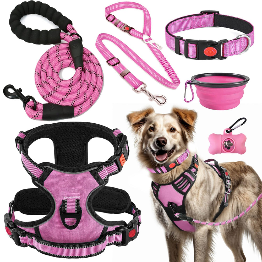 Lobeve No-Pull Harness in pink, comfortable fit for daily walks.