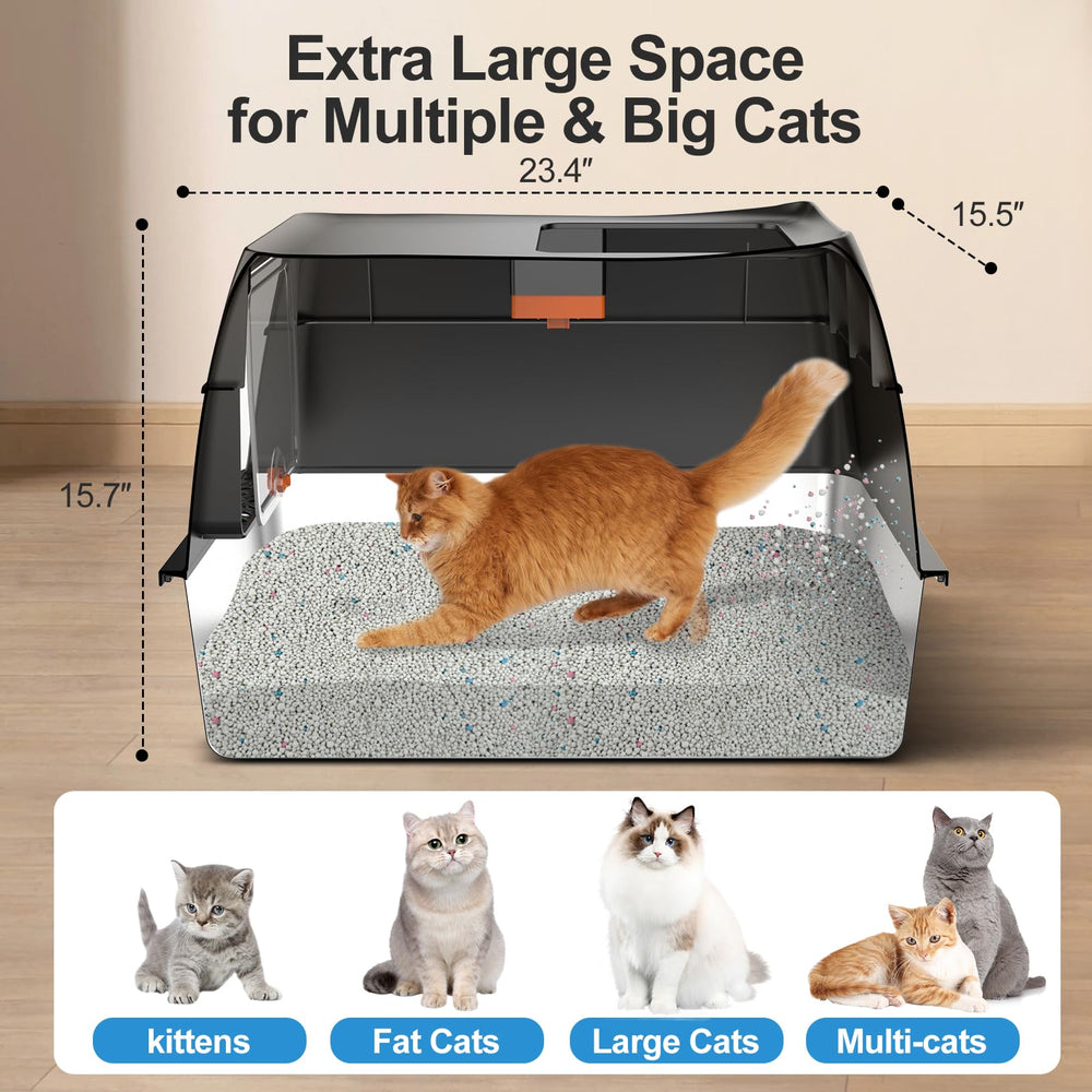 Lobeve stainless steel litter box top entry provides versatile access for multiple cat sizes.