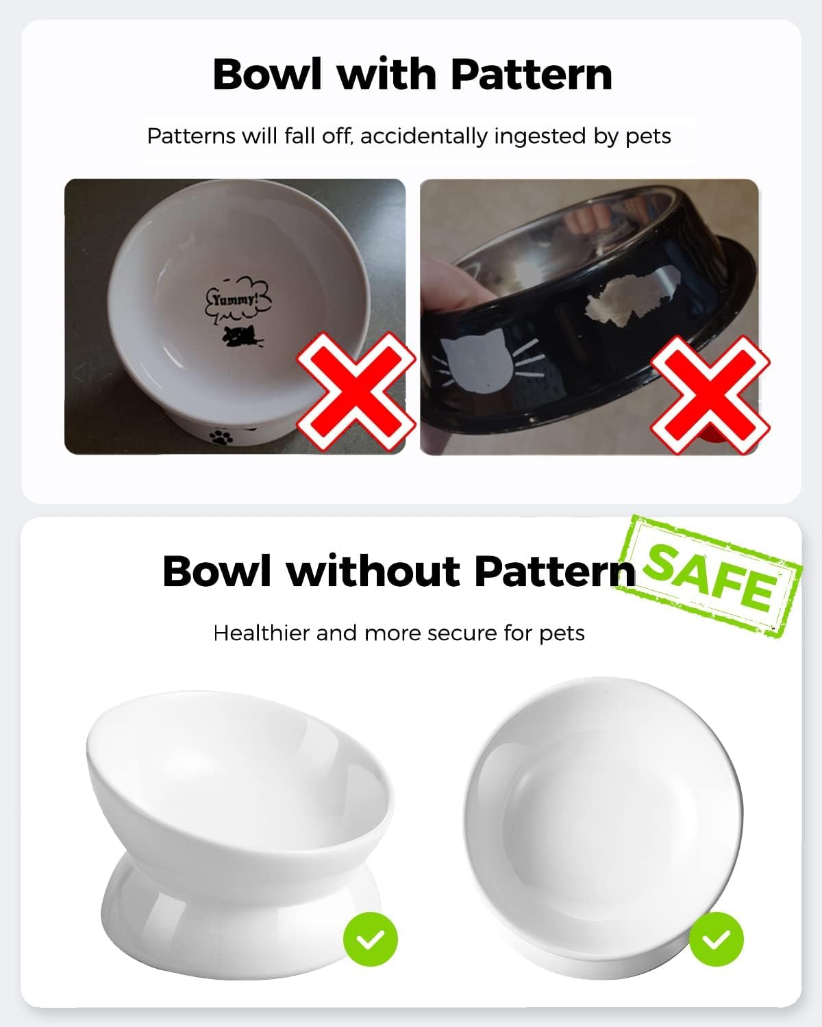 LoeJan ceramic cat bowl promotes safer swallowing and clean presentation.