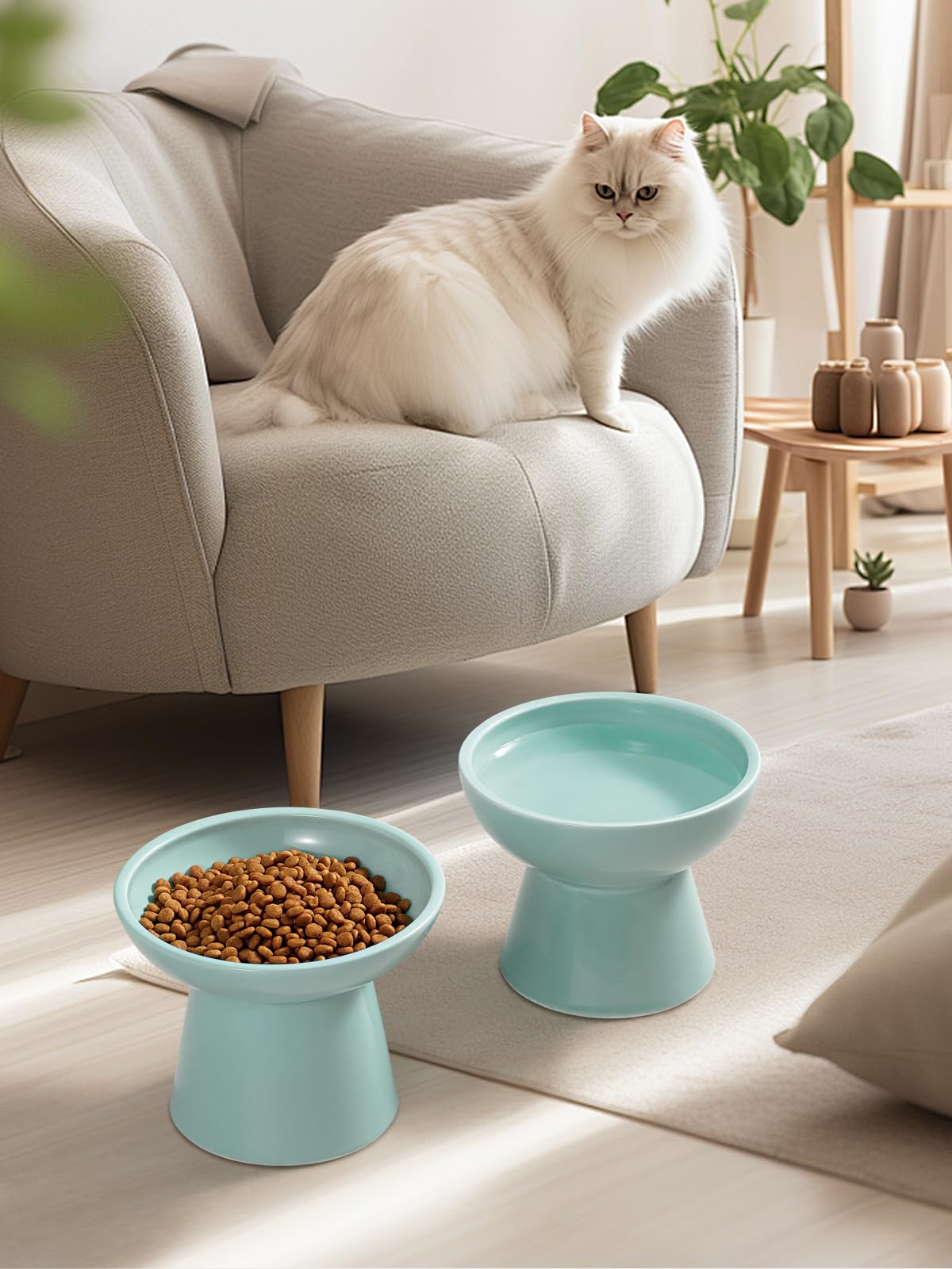 LoeJan elevated ceramic bowl blue home decor adds subtle elegance to mealtime