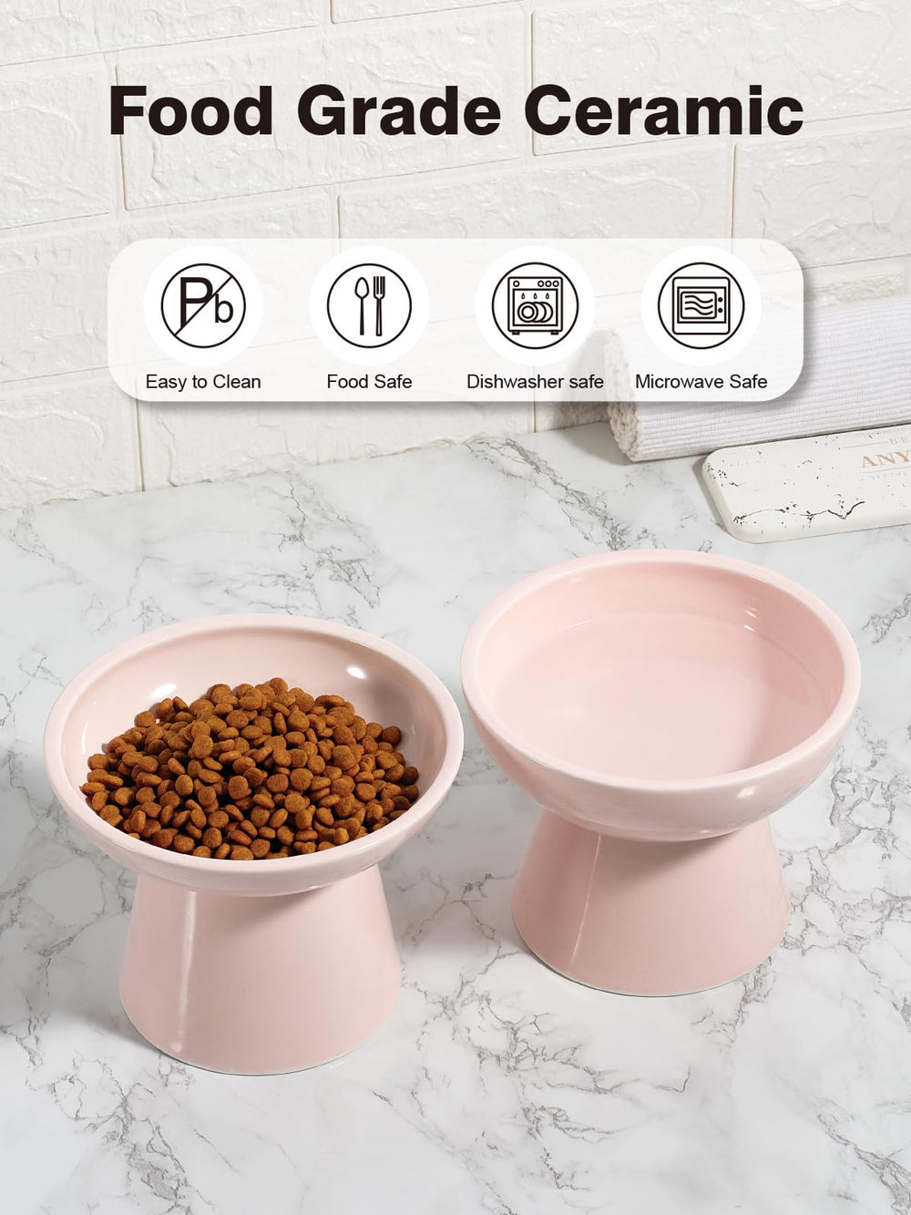 LoeJan pink-design elevated bowl adds stylish, modern touch.
