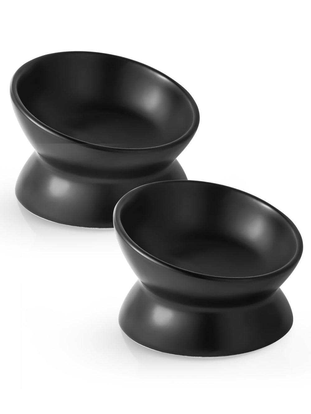 LoeJan elevated cat bowl 5oz demonstrates comfortable feeding posture for cats.