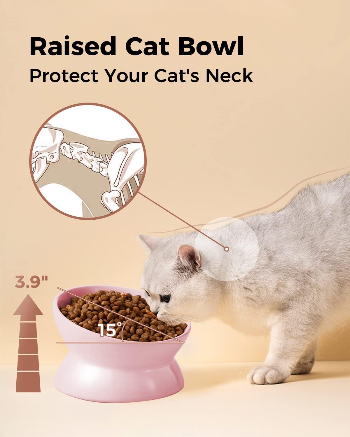 LoeJan lead-free shallow bowl reduces whisker contact during feeding.