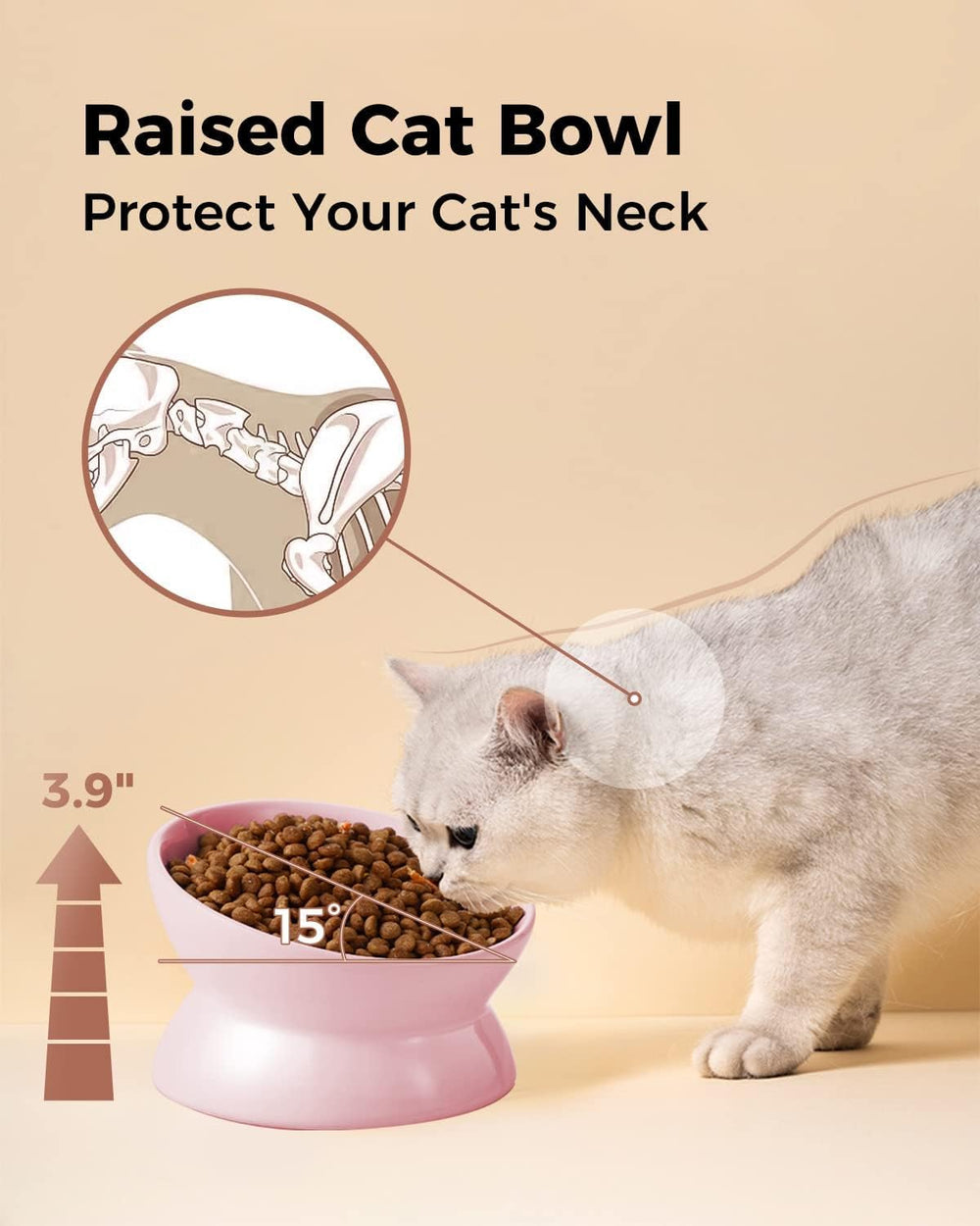 LoeJan lead-free shallow bowl reduces whisker contact during feeding.