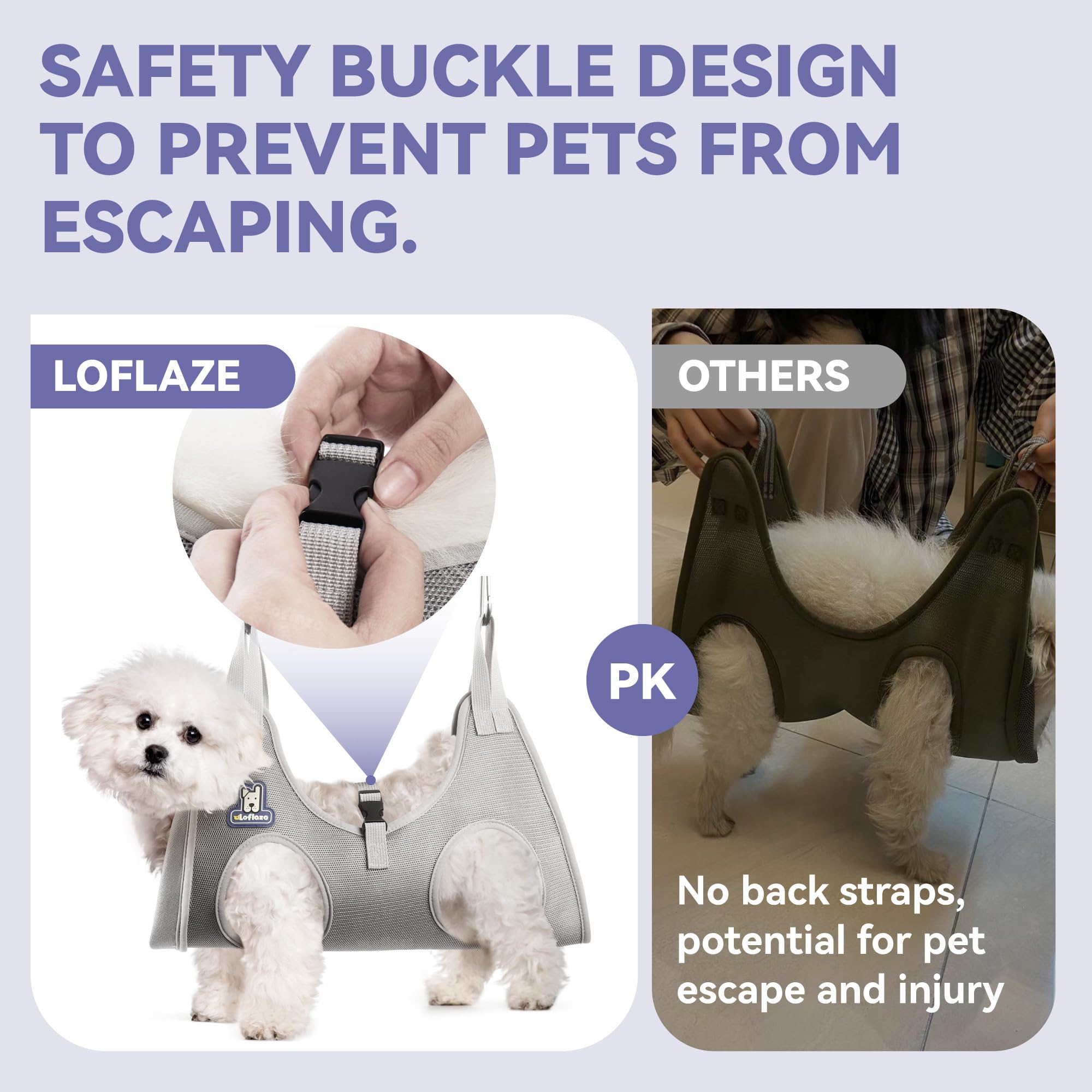 Loflaze adjustable strap system right sized for secure pet restraint.