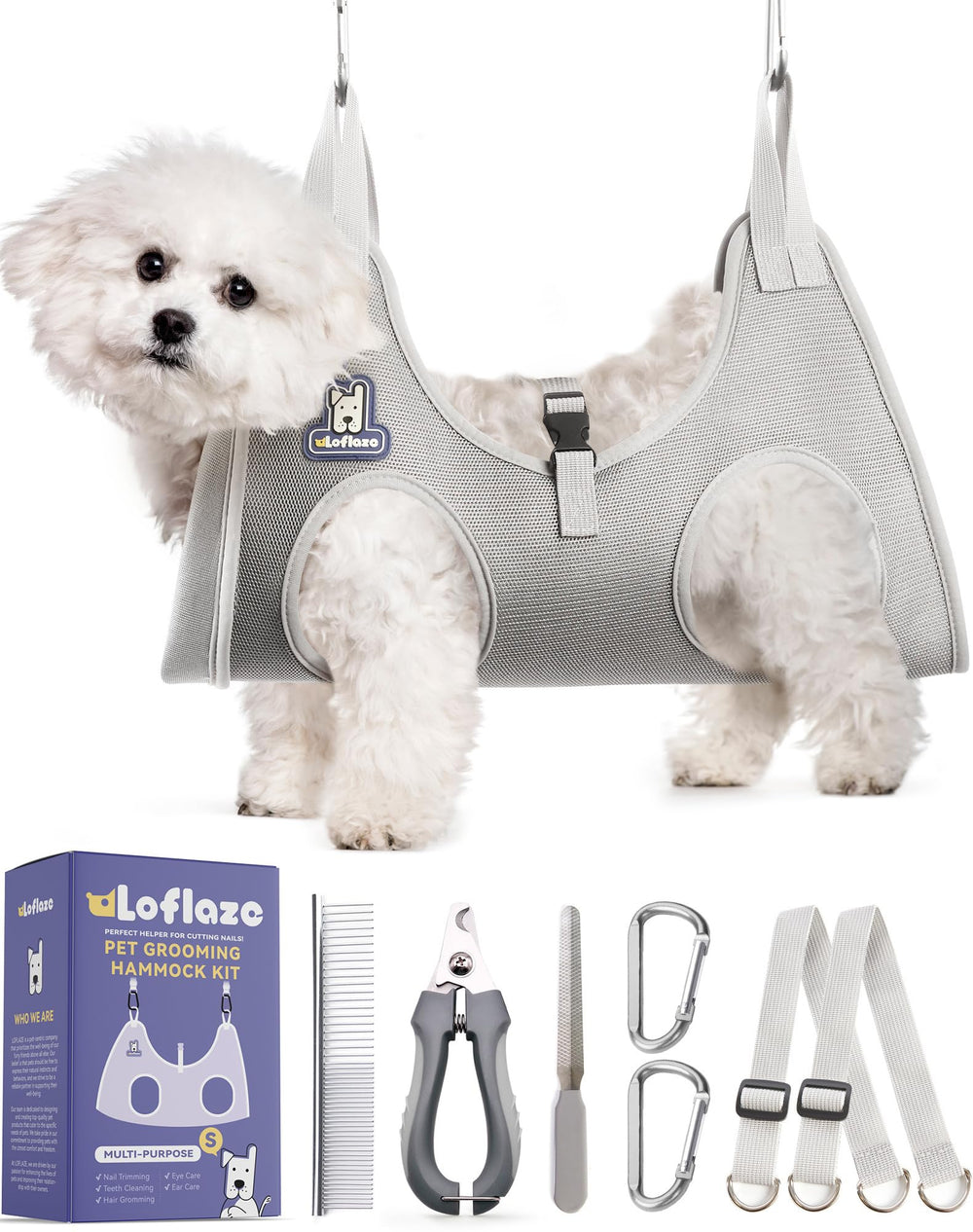 Loflaze dog grooming hammock harness for safe at‑home sessions.
