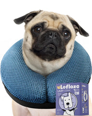 Loflaze inflatable dog cone blue L helps post-surgery recovery with a soft, comfy fit.