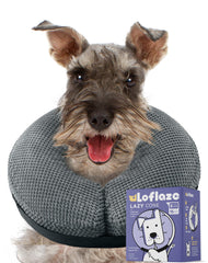 Loflaze soft inflatable dog cone cover closeup showing comfort and freedom of movement.