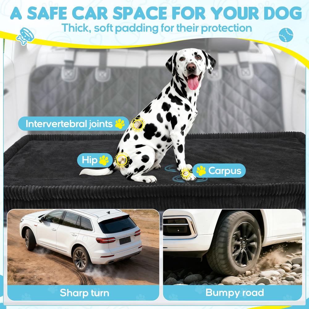 Loiion dog car bed in SUV backseat showing full coverage