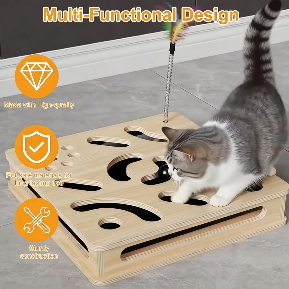 Loisdaro 14-inch box with enrichment pad for extended scratching and play.