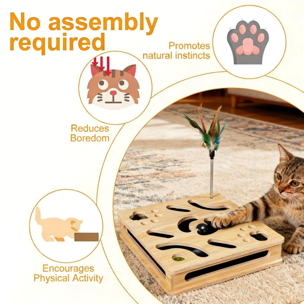 Loisdaro clawing box with jingler toy promotes playful enrichment during nail care.
