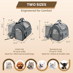 Lollimeow expandable cat carrier backpack in large size with extra room