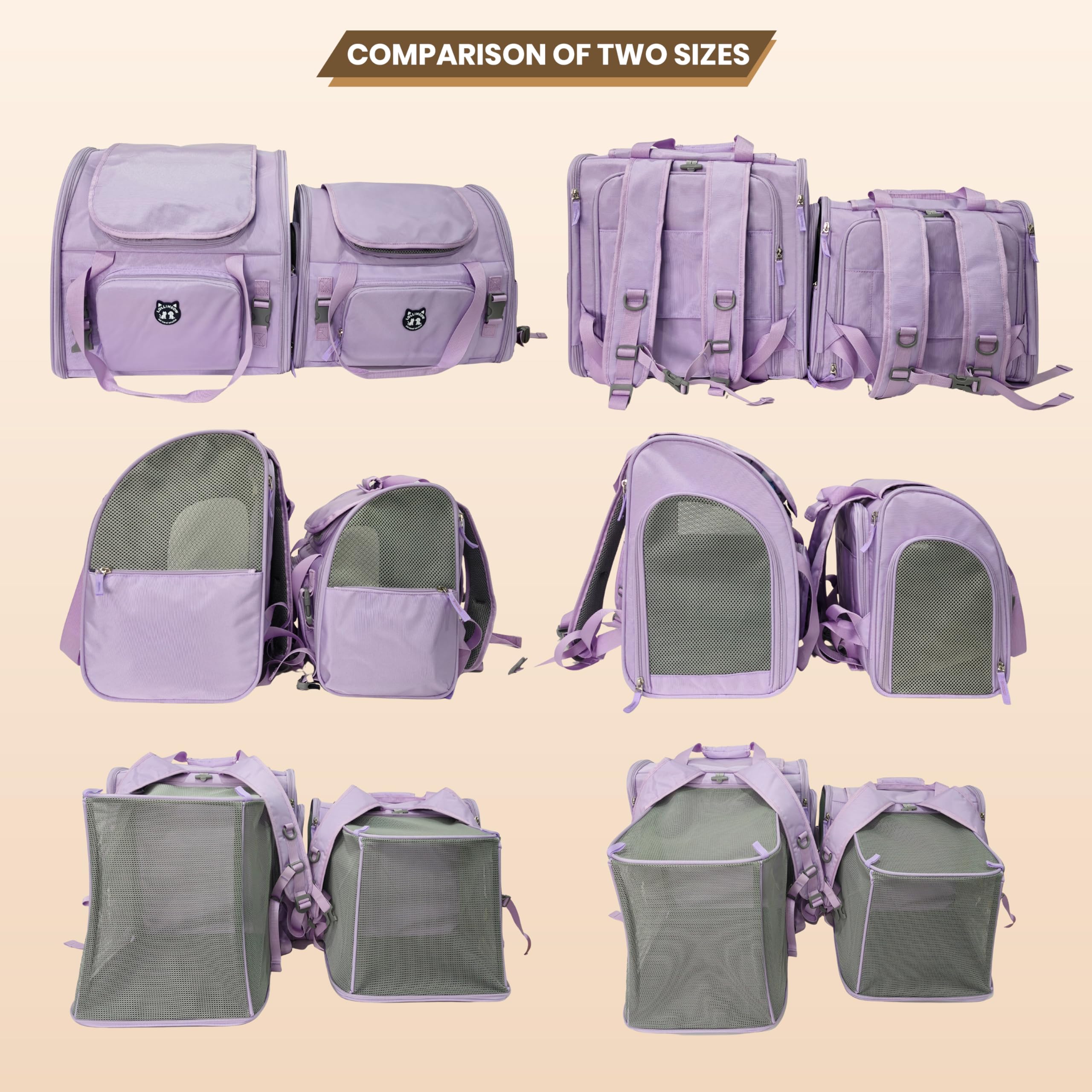 LOLLIMEOW Expandable Carrier plush mat adds cozy comfort for travel.