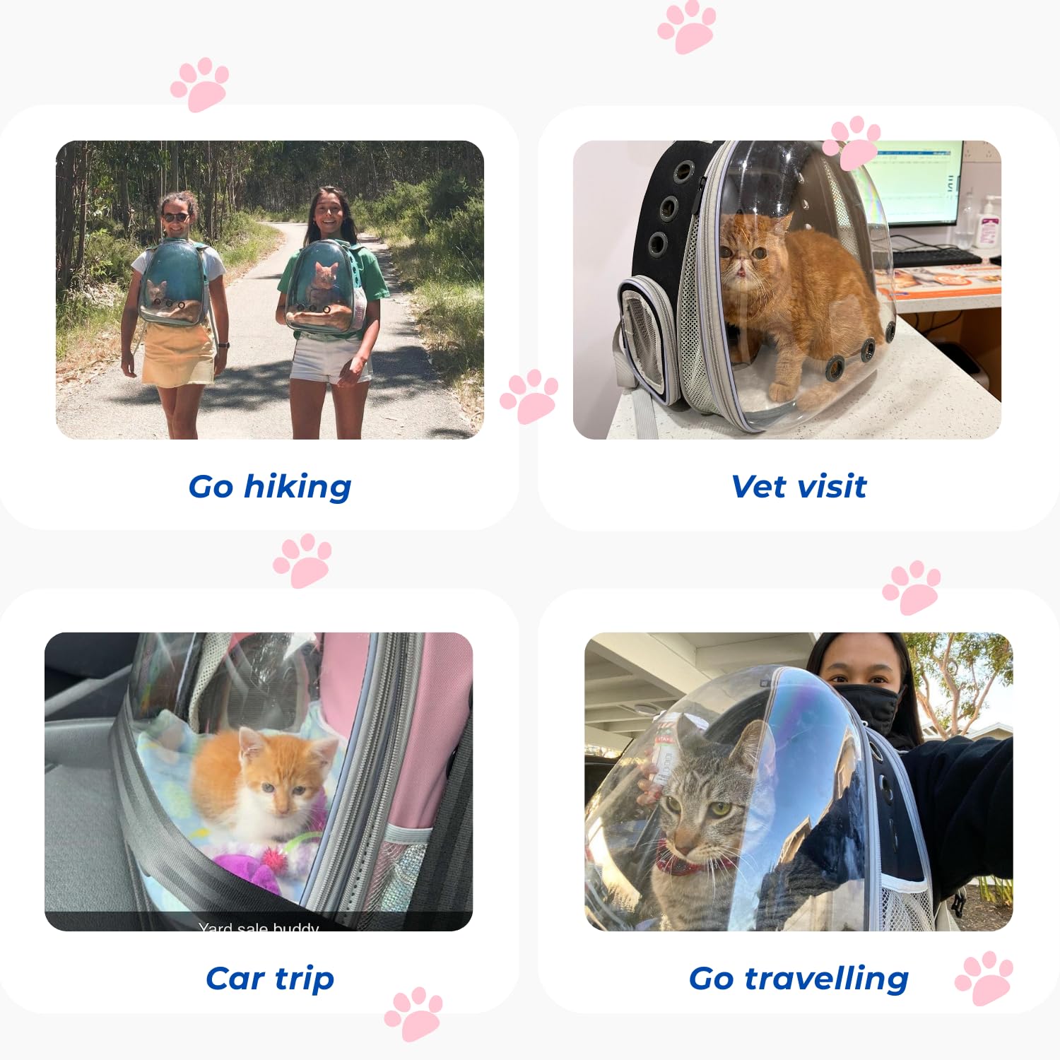 Airline-approved design helps you travel with cats or small dogs.