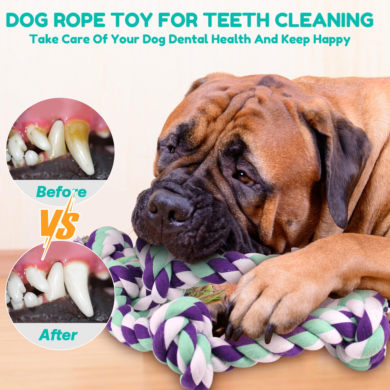 Loncoldy natural cotton rope promotes safe chewing and dental-friendly play